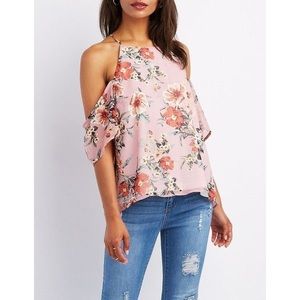 Cold-shoulder Floral Blouse